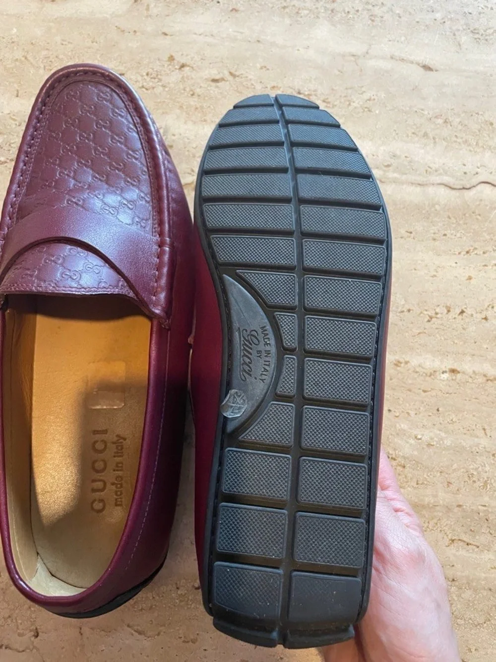 Gucci Men's Size 9.5 Burgundy Leather Penny Loafers